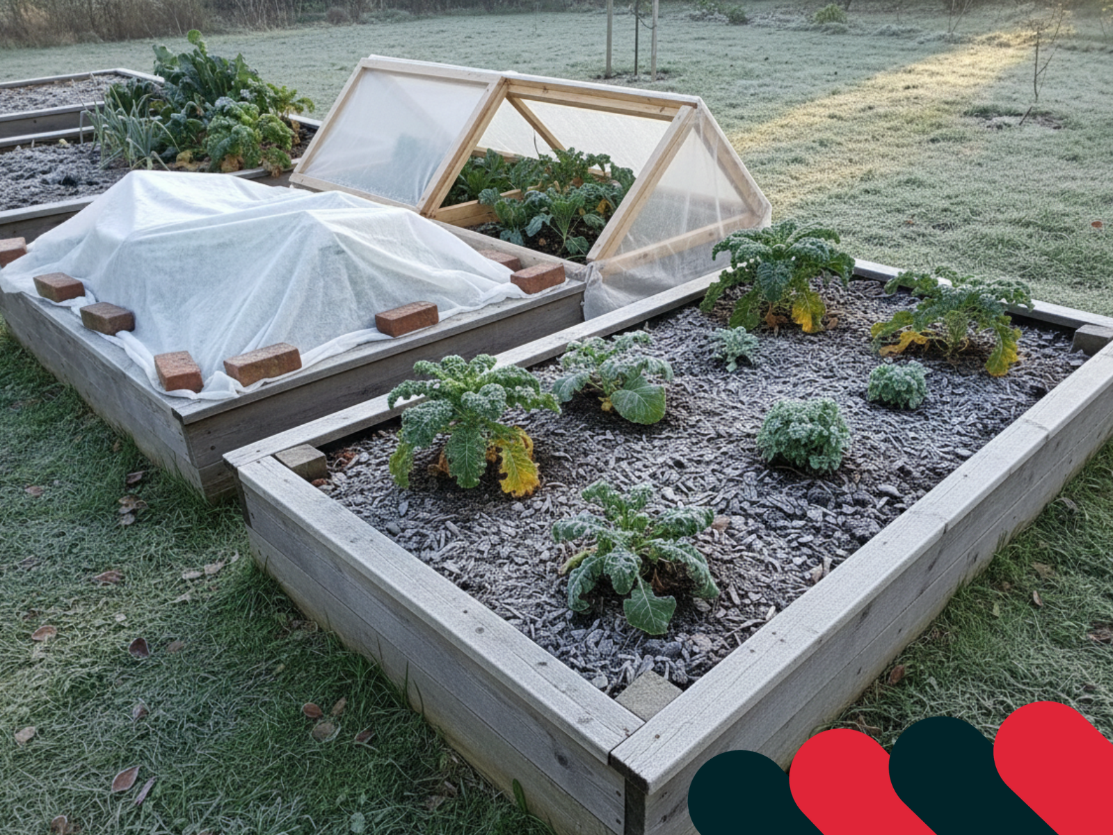 Grădină de toamnă protejată cu prelată și acoperiri împotriva scăderii temperaturii | Kotarbau