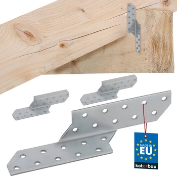 Conector pentru căpriori racord dreapta 170x35 mm set de 12 buc.