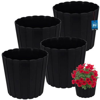 Ghiveci din plastic pentru flori antracit 29cm set de 4 buc.