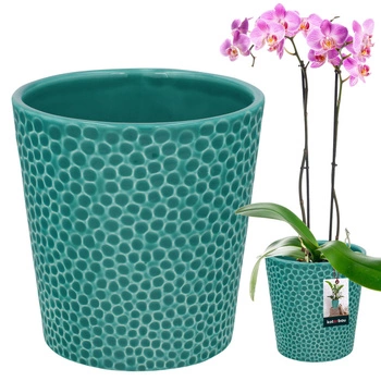 Ghiveci de flori din ceramică turcoaz plante orhidee 9,5 cm