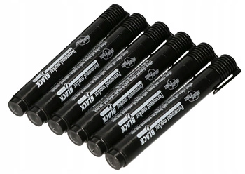 Marker permanent negru rezistent la apă rotund 6 buc