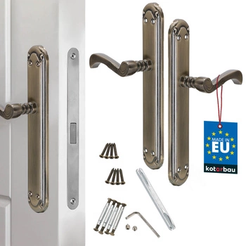 Mâner de ușă lung retro decorat patina fără blocare