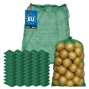 Sac plasă raschel cu șnur pentru ceapă cartofi 25 kg 50x80 cm set de 50 buc.