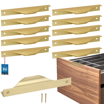 Mâner pentru mobilă modern aluminiu aur mat 128 mm set de 10 buc.