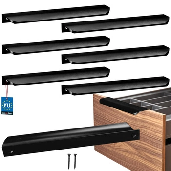 Mâner mobilier aluminiu negru mat 192/212 mm set de 6 buc.