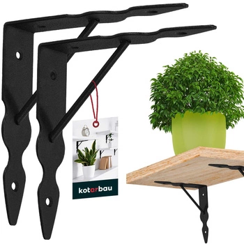 Suport de raft cu ranforsare negru 15x15 cm set de 2 buc.