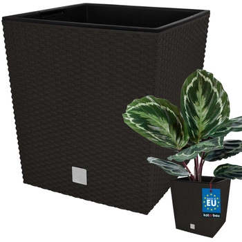 Ghiveci de grădină din rattan cu inserție umbra 26x26 cm