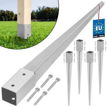 Stâlp de bază condus ancoră sol oțel 45x45x600 mm set de 4 buc.