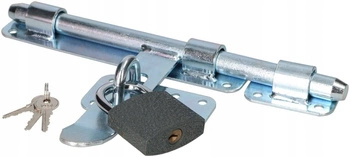 Zăvor 270mm ușă garaj cu lacăt - Culoare argintiu