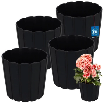 Ghiveci din plastic pentru flori antracit 17cm set de 4 buc.