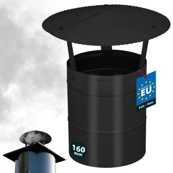 Copertină de fum pentru țeavă de coș galvanizată neagră 160 mm