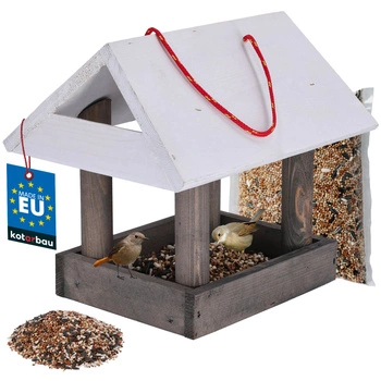 Hrănitor din lemn pentru căsuțe de păsări + hrană 0,5 kg