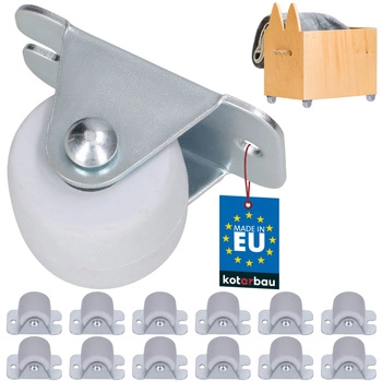 Roată pentru mobilă fixă dulapuri cauciuc alb 33 mm set de 12 buc.