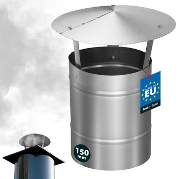 Copertină de fum pentru țeavă de coș galvanizată argintie 150 mm