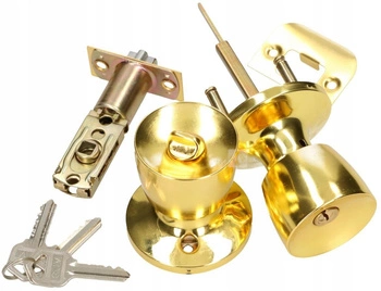 Buton rotativ cu încuietoare pentru uși cu chepeng aur