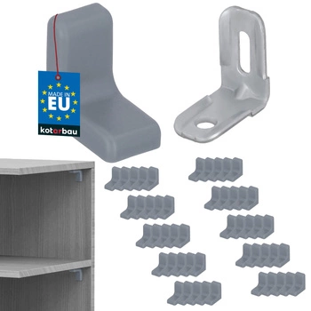 Suport unghiular pentru mobilă cu capac cenușă set de 50 buc.