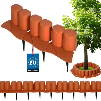 Bordură pentru gazon cu margine de plastic teracotă 3 m