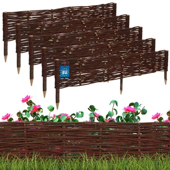 Gard de grădină din răchită condus palisadă margine 100x20 cm set de 5 buc.