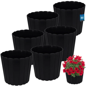 Ghiveci din plastic pentru flori antracit 29cm set de 6 buc.