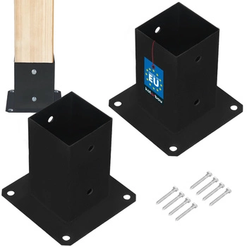 Bază pentru stâlp fixată pe beton neagră 80x80 mm set de 2 buc.