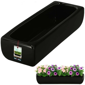 Ghiveci de flori alungit din ceramică glazurată negru 31 cm