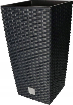 Ghiveci de grădină din rattan cu inserție antracit mare 17x17 cm