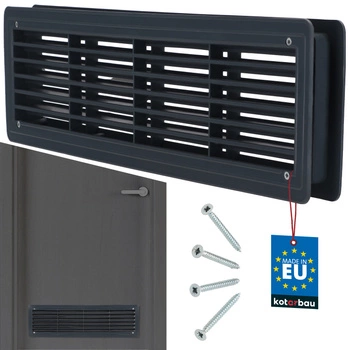 Grila ușii de ventilație pentru baie plastic grafit 46x13,5 cm