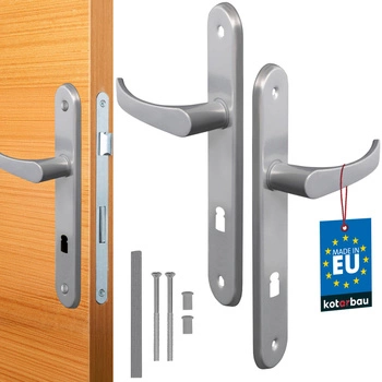 Set mâner de ușă 72 argintiu cu ax lung și cheie