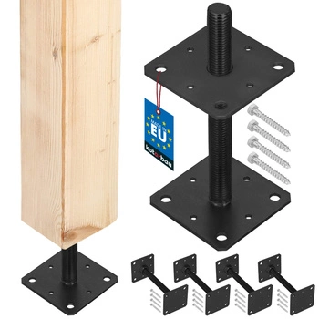 Baza coloanei cu șurub reglabilă m24 antracit 110x110x250 mm set de 4 buc.