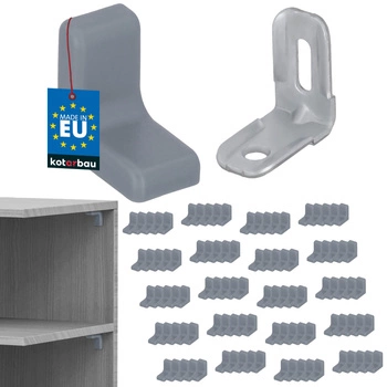 Suport unghiular pentru mobilă cu capac cenușă set de 100 buc.