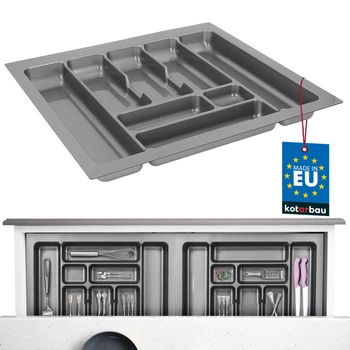 Organizator de tacâmuri inserție pentru sertar de bucătărie gri 49x53 cm