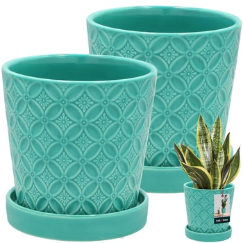 Ghiveci rotund turcoaz cu podmicukou ⌀ 13 cm 2 kcu