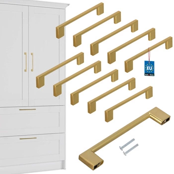 Mâner mobilier clasic modern aur mat 128 mm set de 10 buc.