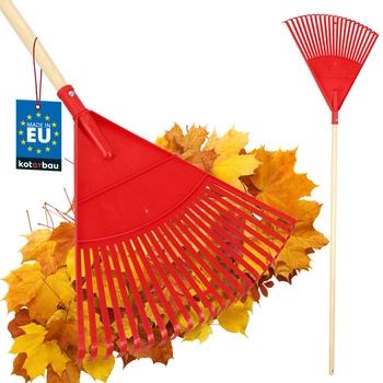 Greblă tip evantai pentru frunze 49 cm + coadă din lemn lăcuit 1,5 m