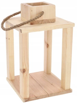 Felinar din lemn masiv suport de lumânare lanternă