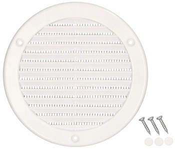 Grilaj de ventilație rotund fi 125 mm cu plasă - Culoare albă