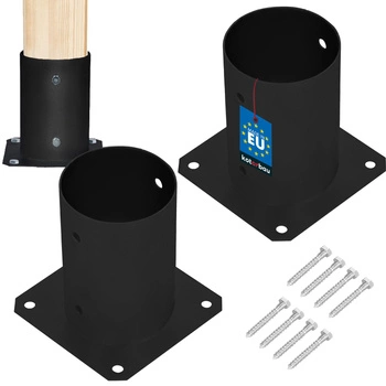 Bază pentru stâlp fixată pe beton neagră fi 100 set de 2 buc.