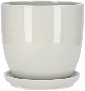 Ghiveci de flori din ceramică vas de protecție cu bază gri ⌀15 cm