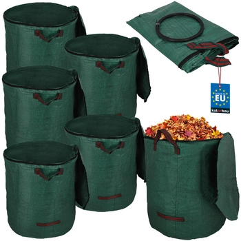 Grădină sac coș pentru frunze iarbă fermoar rotund 270 l set de 5 buc.