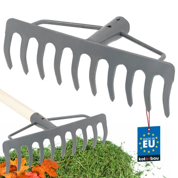 Greblă de grădină întărită cu 10 dinți - Gri