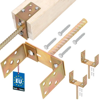 Bază de stâlp reglabilă 0-160 mm cu tijă de 200 mm set de 2 buc.