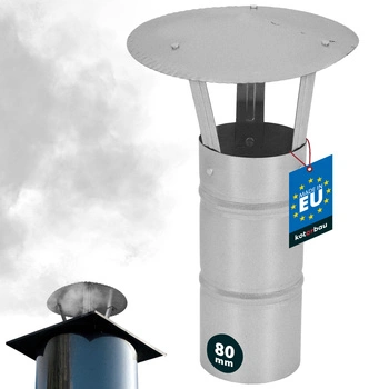 Copertină de fum pentru țeavă de coș galvanizată argintie 80 mm