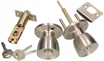 Buton rotativ cu încuietoare pentru uși cu chepeng satin