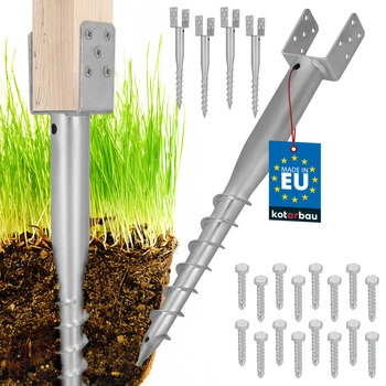 Baza stâlpului în formă de u înșurubată pământ oțel 90x710 mm set de 4 buc.