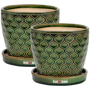 Ghiveci de flori din ceramică cu bază ⌀12 cm verde - 2 buc.