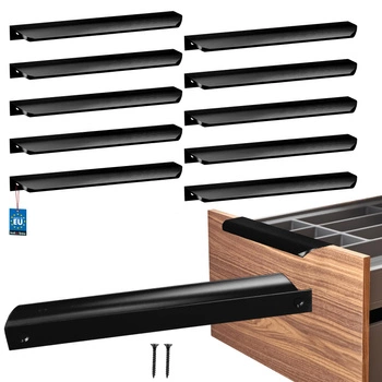 Mâner mobilier aluminiu negru mat 192/212 mm set de 10 buc.