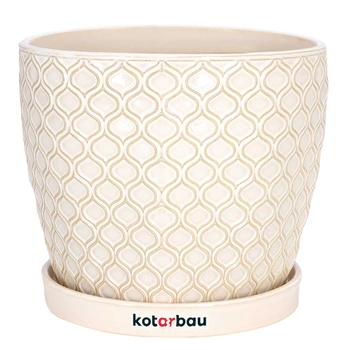 Ghiveci de flori din ceramică cu bază ⌀20 cm, de culoare crem