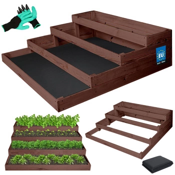 Buncăr de legume din lemn pentru legume și ierburi maro 120x120 cm