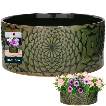 Ghiveci ceramic de flori jos 13x28 cm - Culoare verde