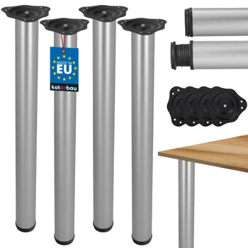 Picior pentru masă de birou reglabil argint ø6x71 cm set de 4 buc.